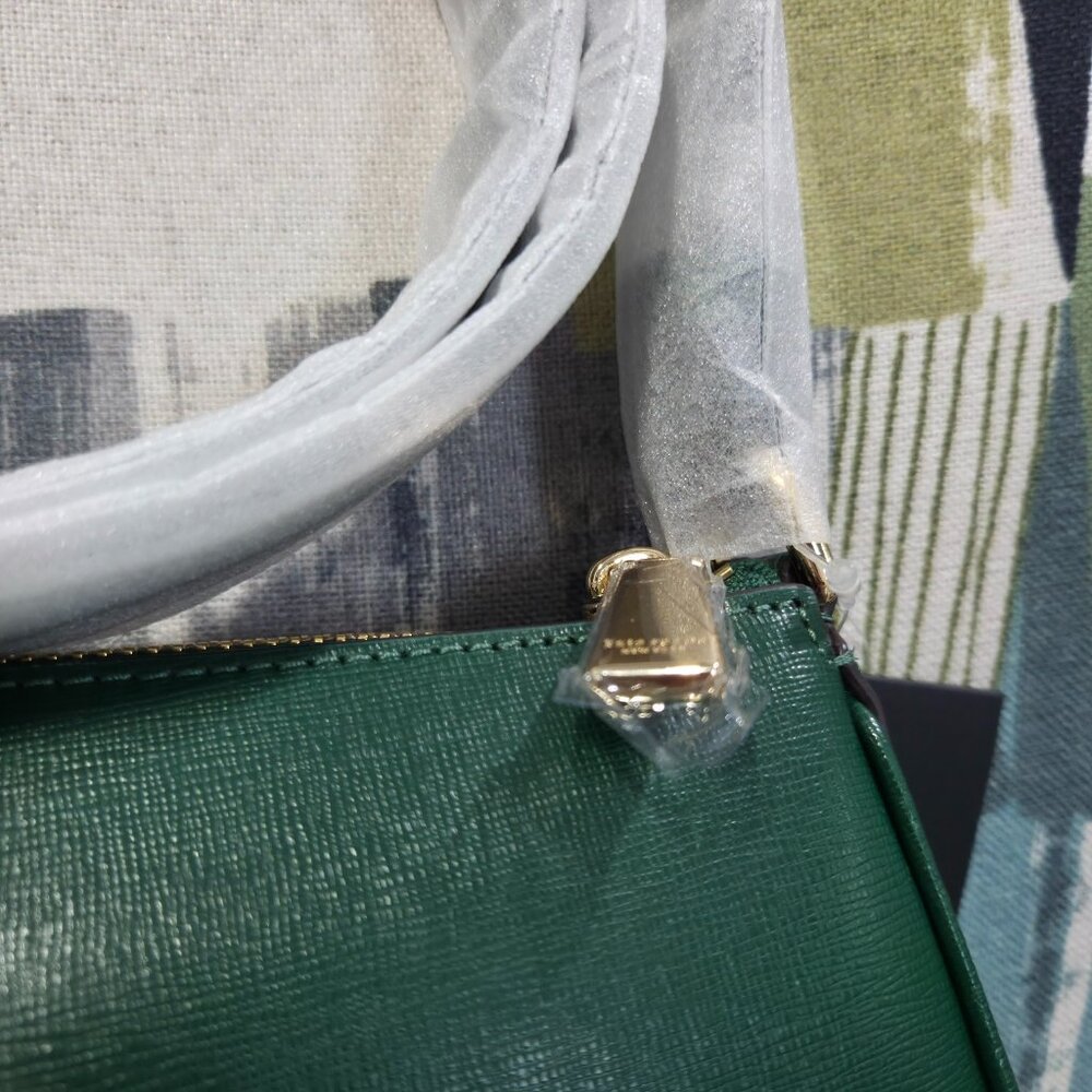 Kate Spade New York Bleecker Saffiano Small Leather Crossbody Bag In Arugula - Picture 12 of 13